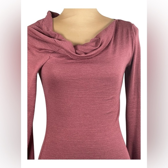 Wilfred Free Aritzia Dress Small Mauve Cowl Neck Stretch Sweater Knit - Picture 3 of 8